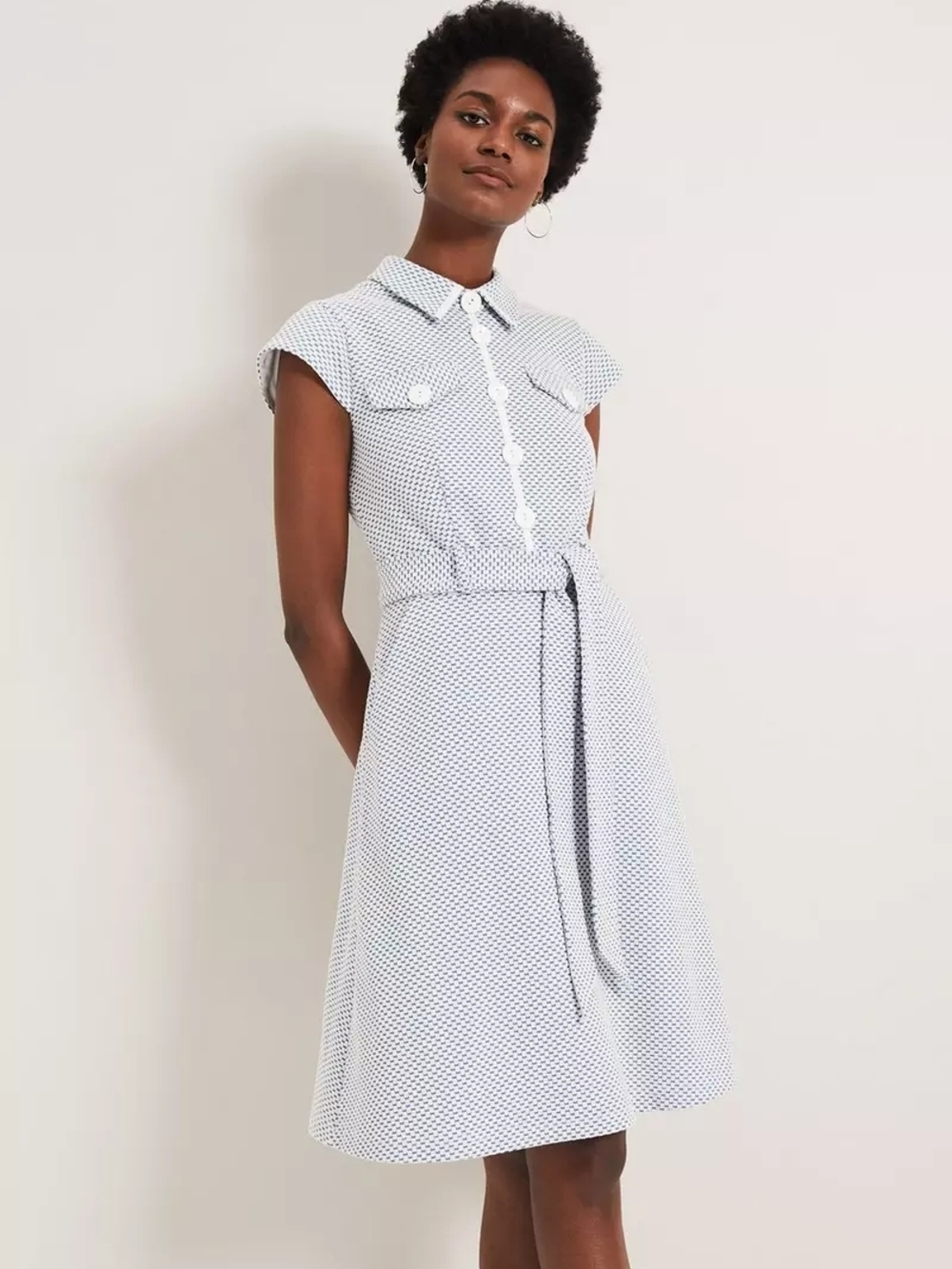 Blue Phase Eight Damsel In A Dress Issie Textured Check Dress UK 12 (US 8)